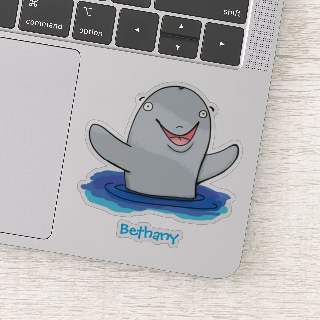 Pegatina Adorable feliz ilustracion personalizado de marsop (Detalle)
