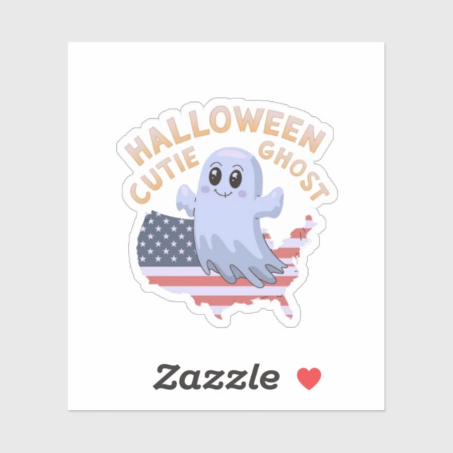 Pegatina Adorable Halloween Cute Fantasma, Gracioso (Hoja)