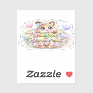 Pegatina Adorable Kawaii Gracias Por Comprar Gato Pequeño