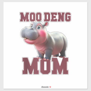 Pegatina Adorable MOO DENG MOM Baby Hippo Mama Dabbing Prin