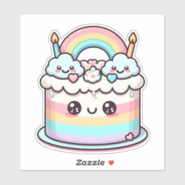Pegatina adorable pastel de cumpleaños kawaii