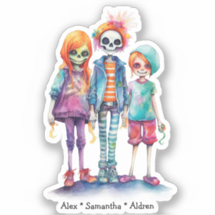 Pegatina Adorable Pastel Zombie Trio - Cute Halloween