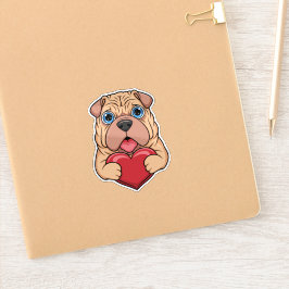 Pegatina Adorable Shar Pei Puppy with Heart | Love