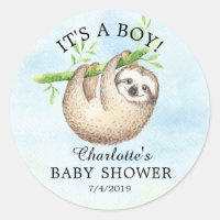 Pegatina Adorable Sloth Baby Shower Favor