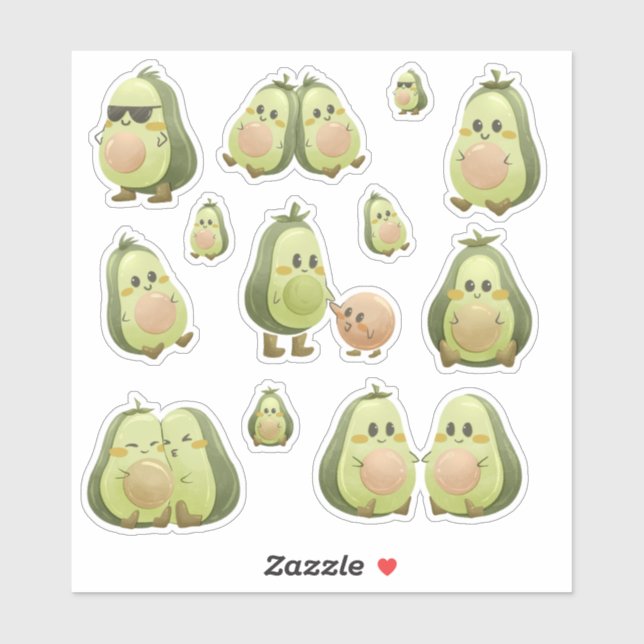 Pegatina Adorables aguacates (Hoja)