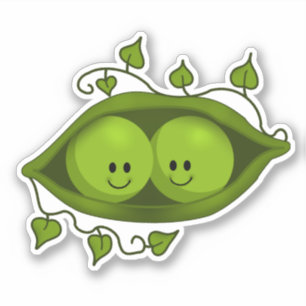 Pegatina Adorables Dos Guisantes En Una Vaina