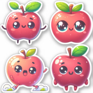 Pegatina adorables manzanas kawaii