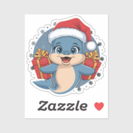 Pegatina adormecedor delfín bebé que lleva un gran sombrero