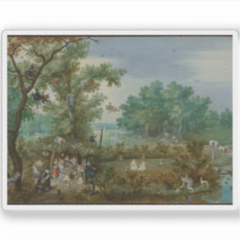 Pegatina Adriaen van de Venne - Compañía de cerezos en un p