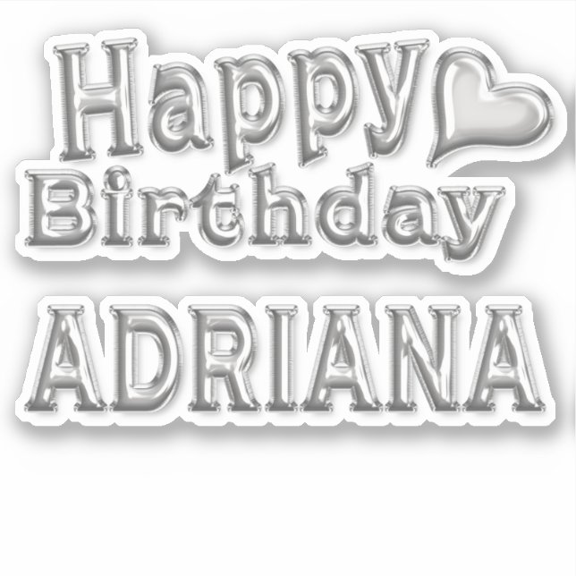 Pegatina Adriana Happy Birthday silver Aufkleber Sticker (Anverso)