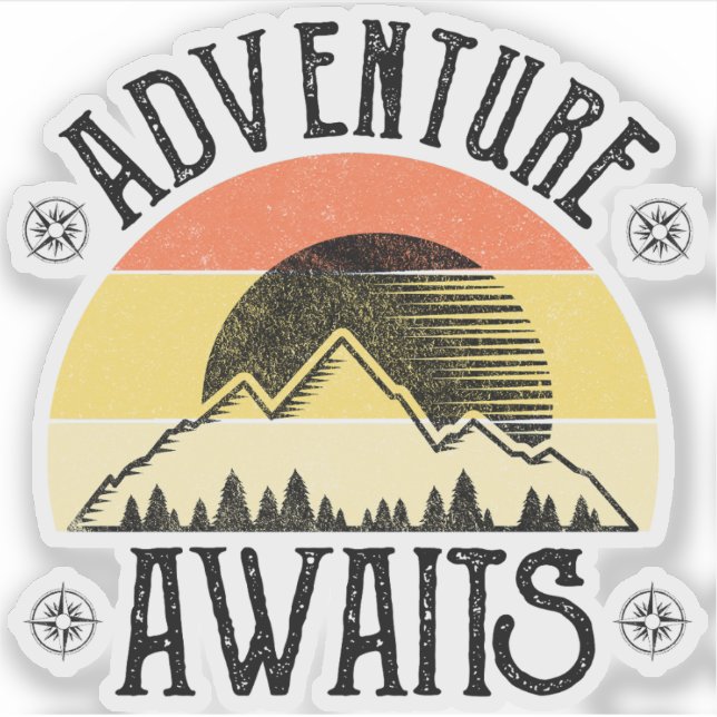 Pegatina Adventure Awaits (Anverso)