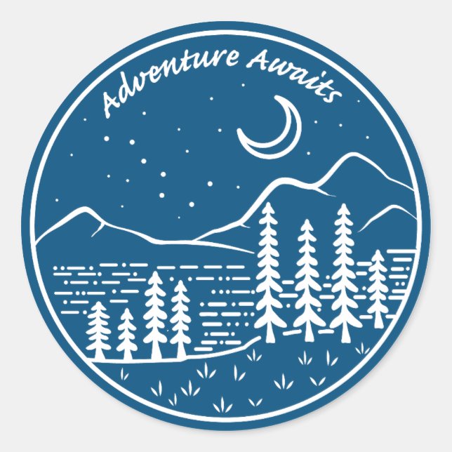 Pegatina Adventure Awaits Mountains (Anverso)