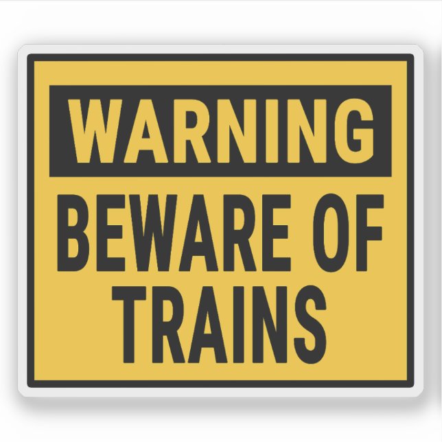 Pegatina Advertencia Cuidado Con Los Trenes (Anverso)