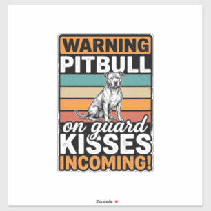 Pegatina Advertencia de Pitbull Besos Entrantes Diseño Vint
