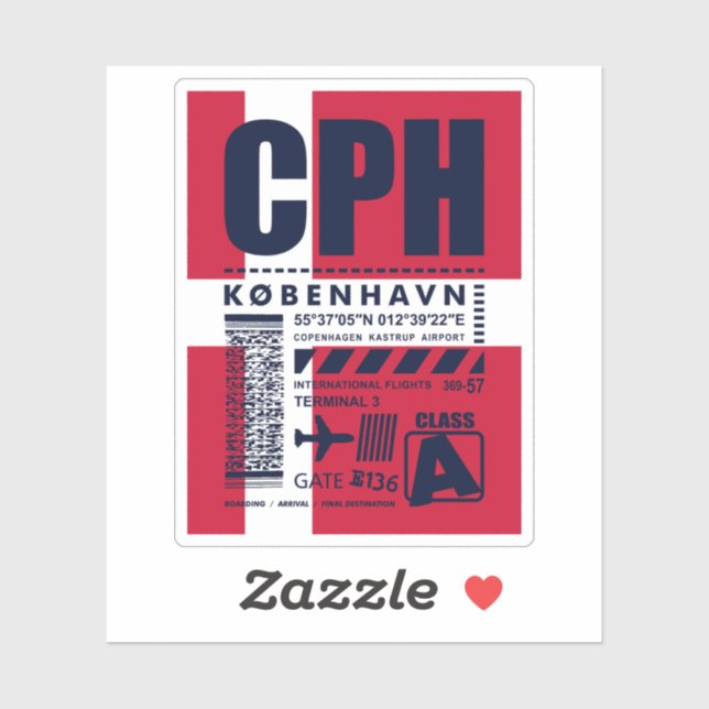 Pegatina Aeropuerto de Copenhague (Hoja)