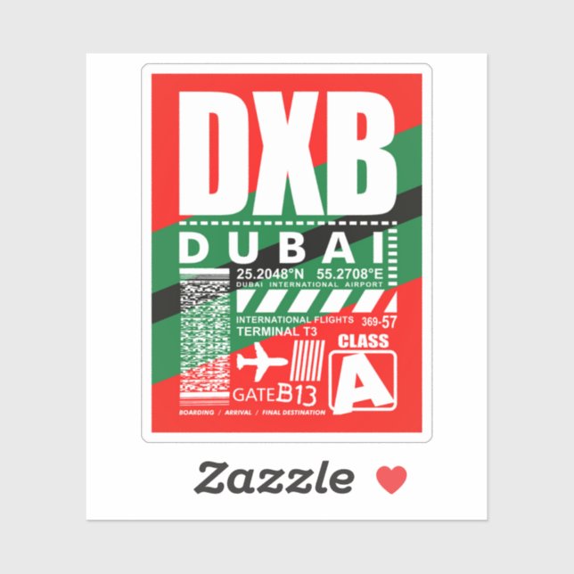 Pegatina Aeropuerto de Dubai DXB (Hoja)