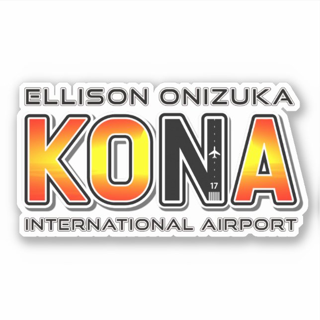 Pegatina Aeropuerto Internacional de Kona Código del Aeropu (Anverso)