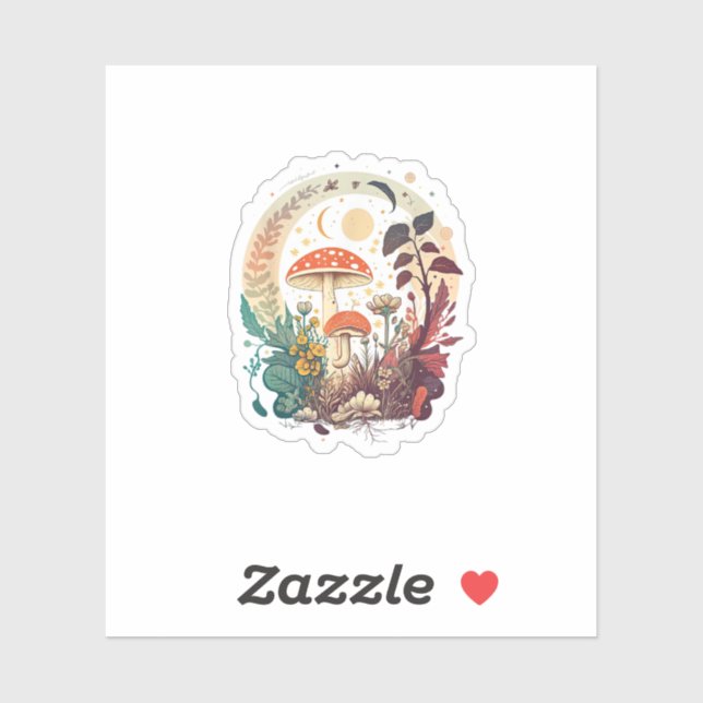 Pegatina Aesthetic Goblincore And Cottagecore Mushroom Meme (Hoja)