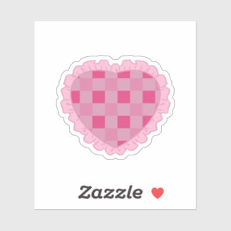 Pegatina Aesthetic Pink Checkerboard Heart