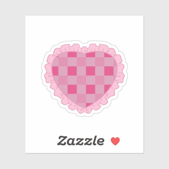 Pegatina Aesthetic Pink Checkerboard Heart (Hoja)
