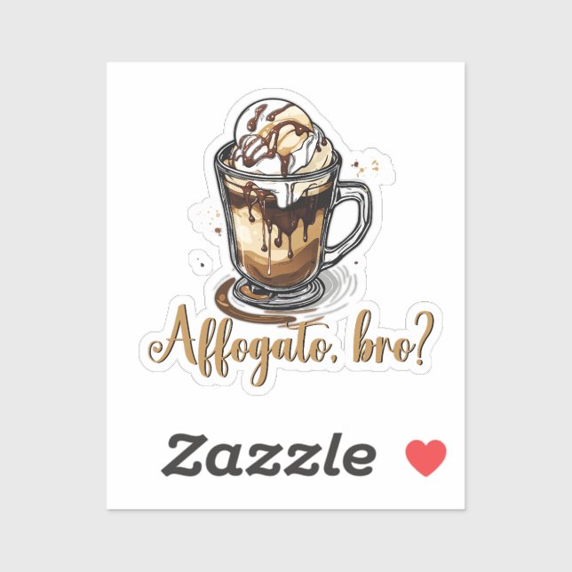 Pegatina Affogato, hermano?, preparando postre de café ital (Hoja)
