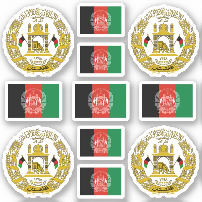 Pegatina Afghan symbols / coat of arms and flag (Anverso)