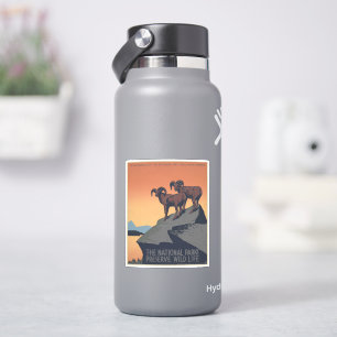 Pegatina Afiche de época que promueve el viaje a parques na