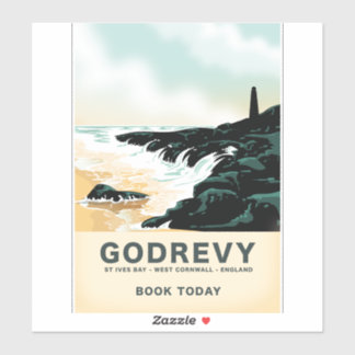 Pegatina Afiche de Godrevy St Ives Bay, West Cornwall Trave