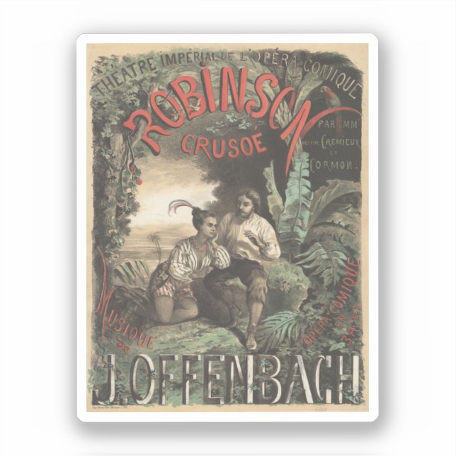 Pegatina Afiche de la ópera Robinson Crusoé (Anverso)