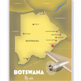 Pegatina Afiche de viaje al estilo vintage de Botsuana.