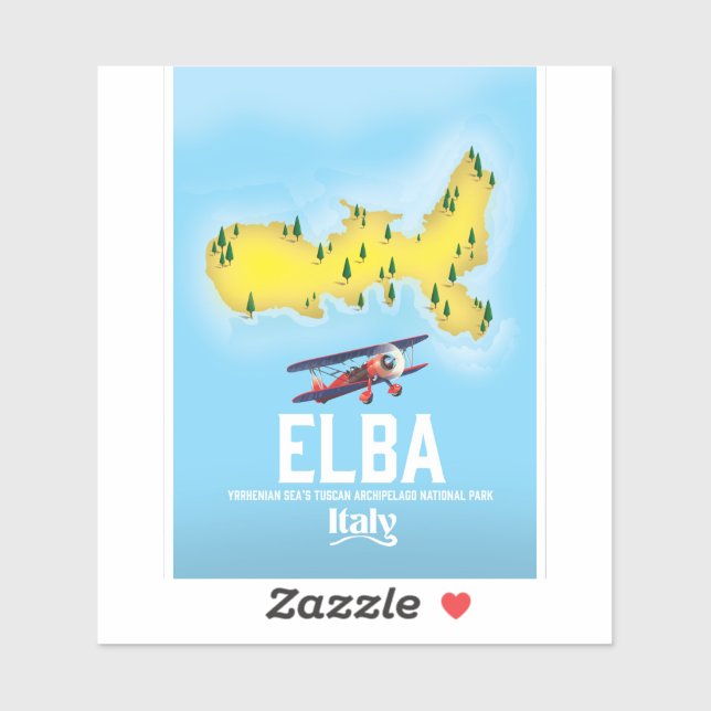 Pegatina Afiche de viaje de Elba, Mar Tirreno, Toscana, Ita (Hoja)