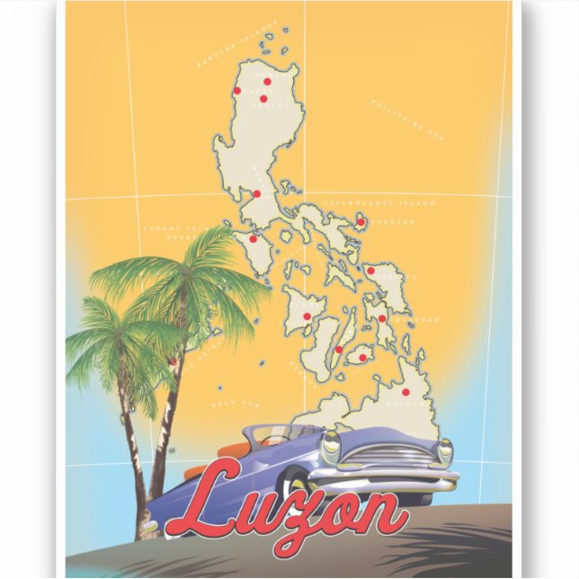 Pegatina Afiche de viaje de Filipinas en Luzón (Anverso)