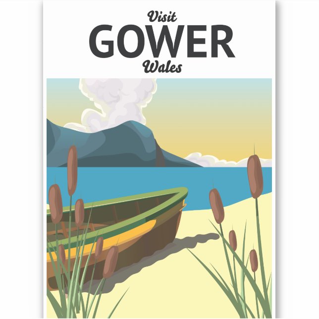 Pegatina Afiche de viaje de Gower Wales (Anverso)
