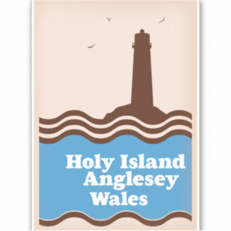 Pegatina Afiche de viaje de Isla Santa, Anglesey, Gales