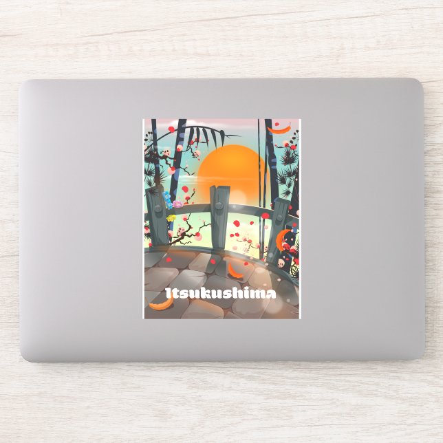 Pegatina Afiche de viaje de Itsukushima Japón (Ordenador)