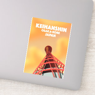 Pegatina Afiche de viaje de Keihanshin Osaka Kobe Japón