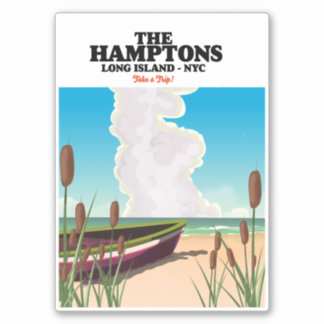 Pegatina Afiche de viaje de la Isla Hamptons Long NYC.