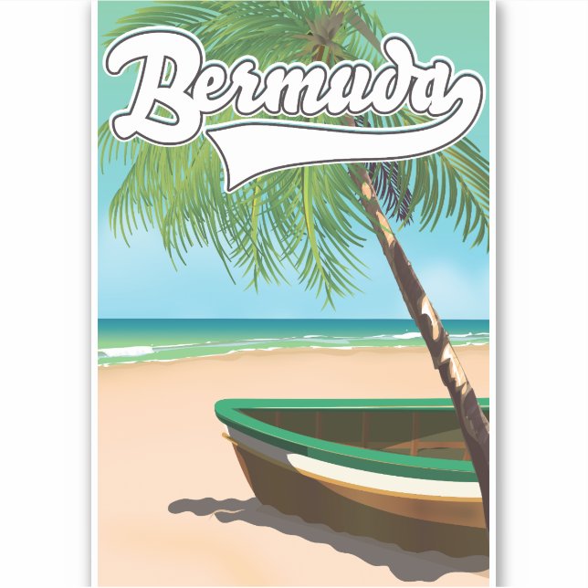 Pegatina Afiche de viaje de la isla tropical de las Bermuda (Anverso)