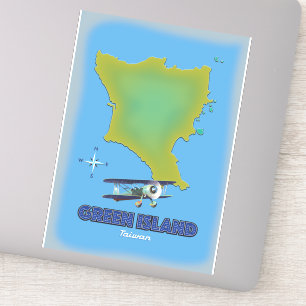 Pegatina Afiche de viaje de la Isla Verde Taiwán.