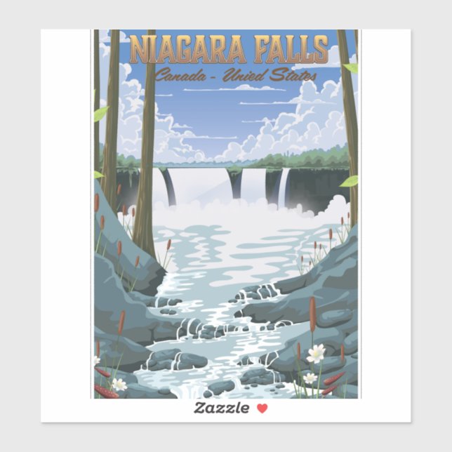 Pegatina Afiche de viaje de las cataratas del Niágara (Hoja)