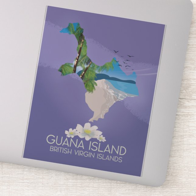 Pegatina Afiche de viaje de las Islas Vírgenes Británicas (Detalle)