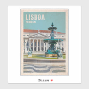 Pegatina Afiche de viaje de Lisboa Teatro D. Maria II, Port