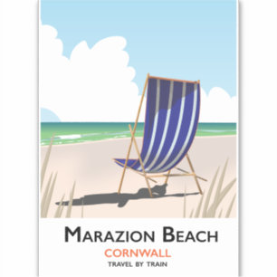 Pegatina Afiche de viaje de Marazion Beach Cornwall