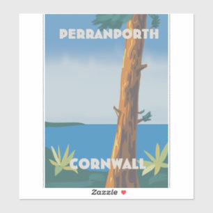 Pegatina Afiche de viaje de Perranporth Cornwall