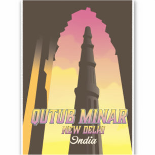 Pegatina Afiche de viaje de Qutub Minar New Delhi India