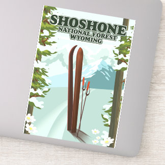 Pegatina Afiche de viaje de Shoshone National Forest Ski