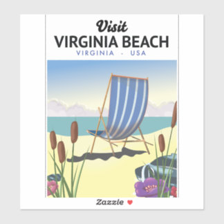 Pegatina Afiche de viaje de Virginia Beach Virginia USA