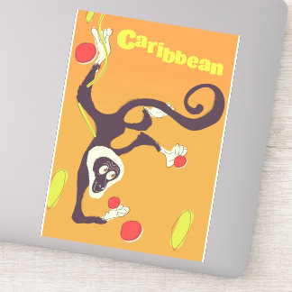 Pegatina Afiche de viaje del estilo del mono caribeño