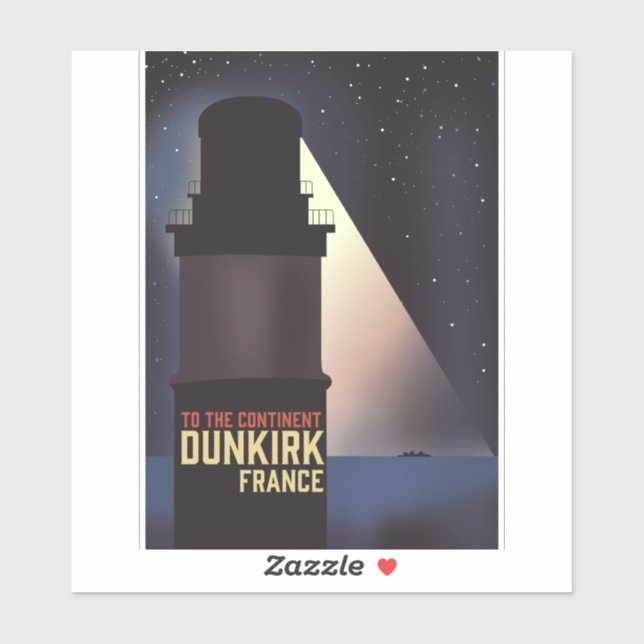 Pegatina Afiche de viaje del faro Dunkerque. (Hoja)