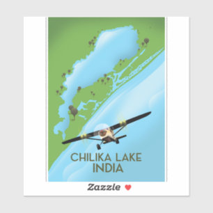 Pegatina Afiche de viaje del lago Chilika en la India